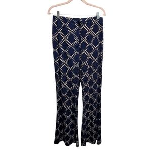 Industry Navy Geometric Print Flare Pull Up Pants Size Large